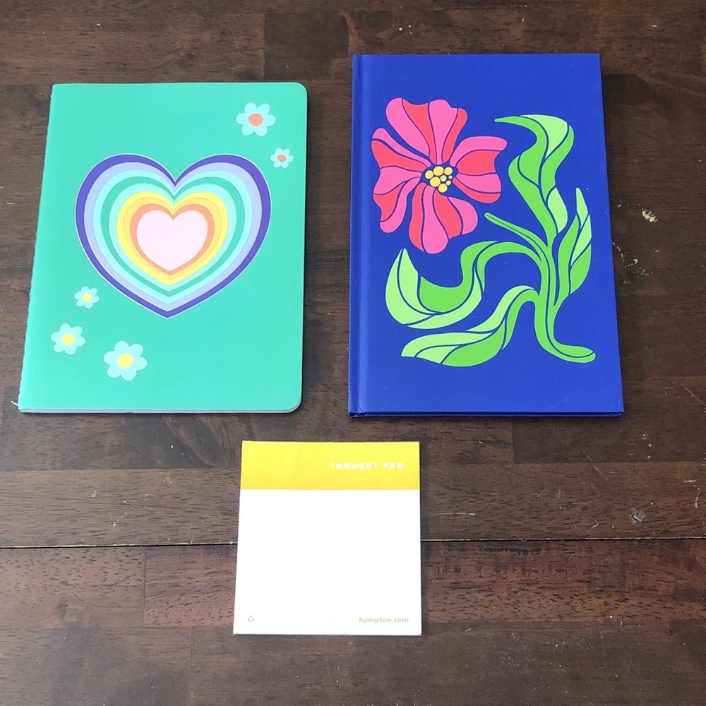 👻 Bright Floral & Heart Hardcover Notebooks & Pad Set